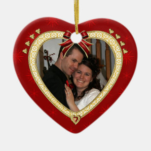 Décoration En Céramique L'Ornement photo personnalisé Love Red Heart