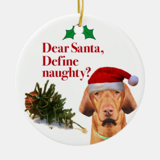 Décoration En Céramique L'ornement vilain de cercle de Noël de Vizsla