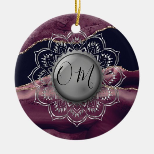 Décoration En Céramique Lotus OM Mandala Lavender Marbre (Devant)