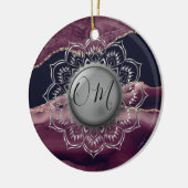 Décoration En Céramique Lotus OM Mandala Lavender Marbre (Gauche)