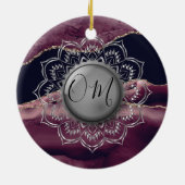 Décoration En Céramique Lotus OM Mandala Lavender Marbre (Dos)