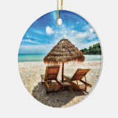 Décoration En Céramique Lounge on beach throw pillow (Gauche)