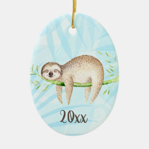 Décoration En Céramique Lounging Sloth Keepsaké Personnalisable année