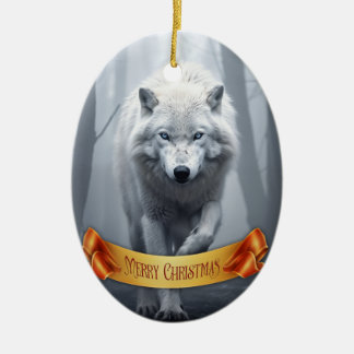 Décoration En Céramique Loup blanc dans la forêt de Foggy
