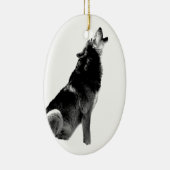 Décoration En Céramique Loup de Howling blanc noir (Droite)