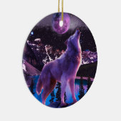 Décoration En Céramique Loup gris hurlant dans la forêt (Droite)