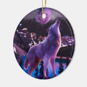 Décoration En Céramique Loup gris hurlant dans la forêt (Gauche)