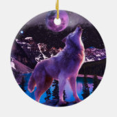 Décoration En Céramique Loup gris hurlant dans la forêt (Dos)