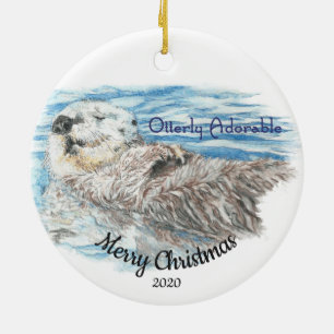 Décoration En Céramique Loutre adorable d'Otterly de Noël daté de coutume