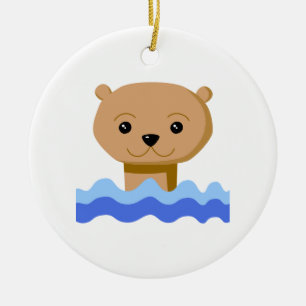 Décoration En Céramique Loutre de natation