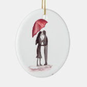Décoration En Céramique Love couple rouge parapluie peinture (Droite)