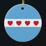 Décoration En Céramique Love de Chicago | Ceramic Ornament<br><div class="desc">Montrez votre amour pour Chicago avec ce design inspiré du drapeau de Chicago. Pour les nouveaux arrivants ou ceux qui ont erré. Cubs. Des ours. Les Blackhawks. Des ours. Le Magnifique Mile. Boeuf italien. La Tour Willis. Le haricot. Deuxième ville. Le loup-garou. Pizza au plat profond. Malort. La liste des...</div>