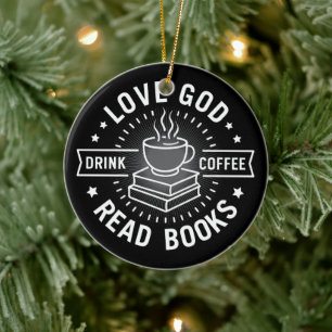 Décoration En Céramique Love God Drink Coffee Lire les livres Amateurs Vin