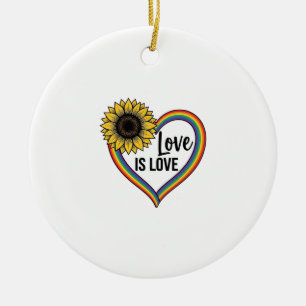 Décoration En Céramique Love Is Love Tournesol Cœur Vintage Vector T-Shirt