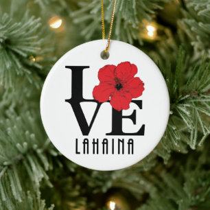 Décoration En Céramique LOVE Lahaina Hibiscus rouge