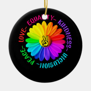 Décoration En Céramique Love Peace Kindness Inclusion Peace Sign Daisy