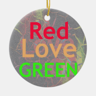 DÉCORATION EN CÉRAMIQUE LOVE RED GOLDEN VERT