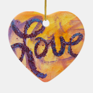 Décoration En Céramique Love Sunset Golden Glow Art Peinture Ornament