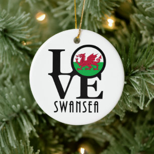 Décoration En Céramique LOVE Swansea Wales