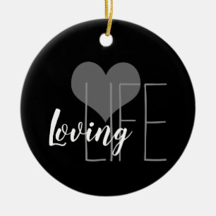 Décoration En Céramique LOVING LIFE lettrage avec coeur