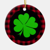 Décoration En Céramique Lucky Clover charme, Shamrock, buffle rouge plaid (Devant)