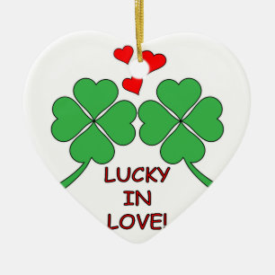 Décoration En Céramique Lucky In Love Hearts Clover