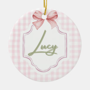 Décoration En Céramique Lucy Baby Girl Nursery Bow&En vichy personnalisée
