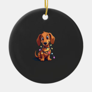 Décoration En Céramique Lumières de Dachshund de Noël (3)