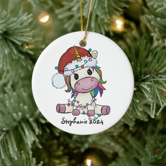 Décoration En Céramique Lumières de Noël à Unicorne (Arbre)