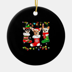 Décoration En Céramique Lumières de Noël de Chihuahua T-Shirt Classique de