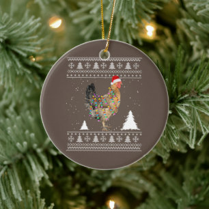 Décoration En Céramique Lumières de poulets avec le pyjama de Noël du Père