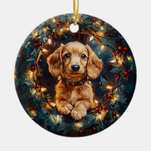 Décoration En Céramique Lumières de sapin de Noël de chien Doxie adorable