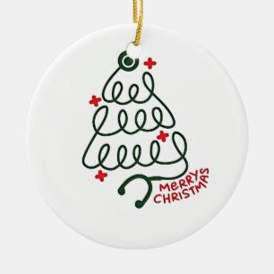 Décoration En Céramique Lumières de sapin de Noël Stéthoscope Blouse de so