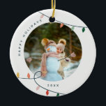 Décoration En Céramique Lumières de vacances colorées Photo<br><div class="desc">Amusant et coloré ornement photo de vacances. Doté de lampes à cordes colorées de Noël. Parfait pour les enfants ! Customisez avec vos photos et votre année. Visitez notre boutique Zazzle pour voir d'autres articles correspondants dans cette collection.</div>