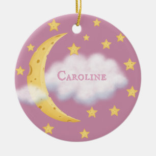 Décoration En Céramique Lune Stars & Fluffy Cloud Rose Baby Keepsaké