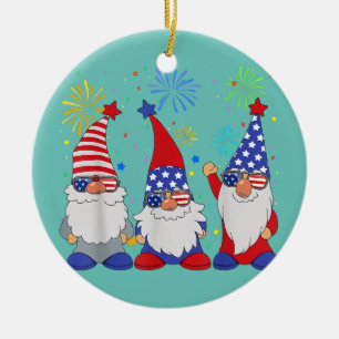 Décoration En Céramique Lunettes de soleil drôles et patriotiques de gnome