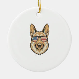 Décoration En Céramique Lunettes de soleil patriotiques Berger allemand Ar