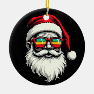 Décoration En Céramique Lunettes de soleil rétro Funny Santa Face Noël 