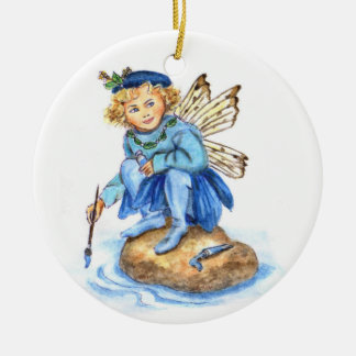 Décoration En Céramique Lutin JL Biel de peinture de bleu Cerulean