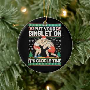 Décoration En Céramique Lutte Mettez Votre Singlet Sur Le Lutteur De Noël