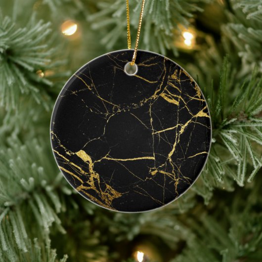 Décoration En Céramique Luxe Black and Gold Marble (Arbre)