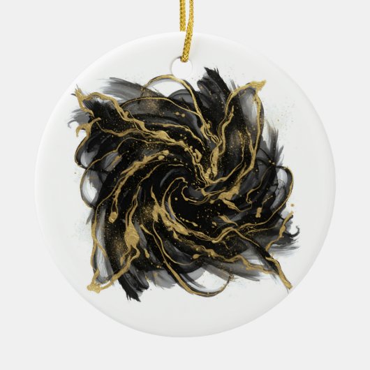 Décoration En Céramique Luxury Gold and Black Abstract Marble Ink Flow (Devant)