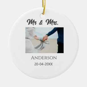 Décoration En Céramique M. et Mme ajoutent le nom de famille date année ca