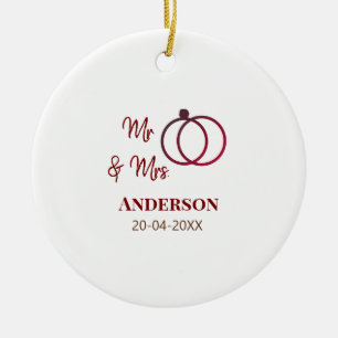 Décoration En Céramique M & Mme ajoutent le nom de famille date année cade