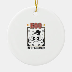 Décoration En Céramique Ma chemise bébé 1er Halloween crâne gravure vintag