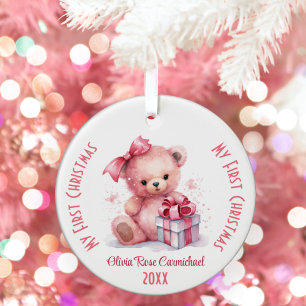 Décoration En Céramique Ma première fille de Noël Nom personnalisé Ours ro