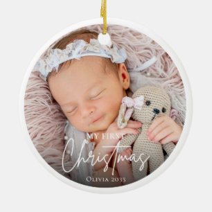 Décoration En Céramique Ma première photo de bébé personnalisée de Noël en