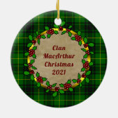 Décoration En Céramique MacArthur Badge & Tartan Noël personnalisé (Dos)