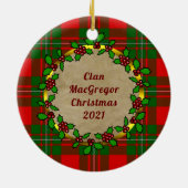 Décoration En Céramique MacGregor Badge & Tartan Noël personnalisé (Dos)