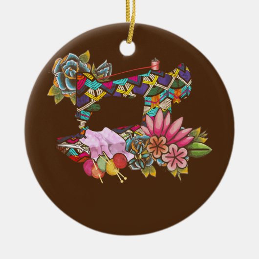 Décoration En Céramique Machine à coudre à bouchon (Devant)